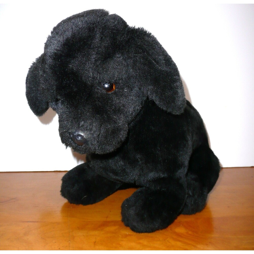 Realistic Black Labrador Dog Plush Stuffed Animal Real Soft Toys Made in England